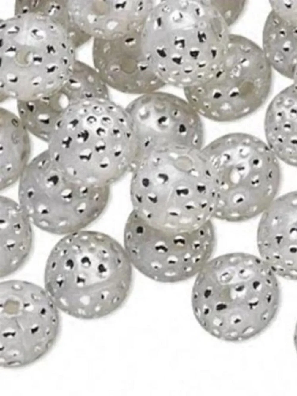 20 Retro Dove Grey & Silver Polka Dot 10mm Round Beads